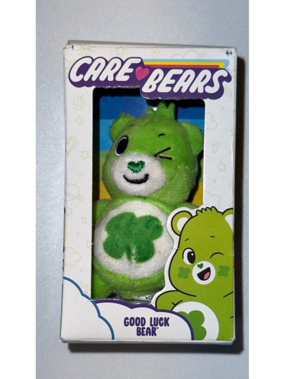 Care Bears Good Luck Bear Green Clover Micro Mini 3 Inch Miniature Plush Box